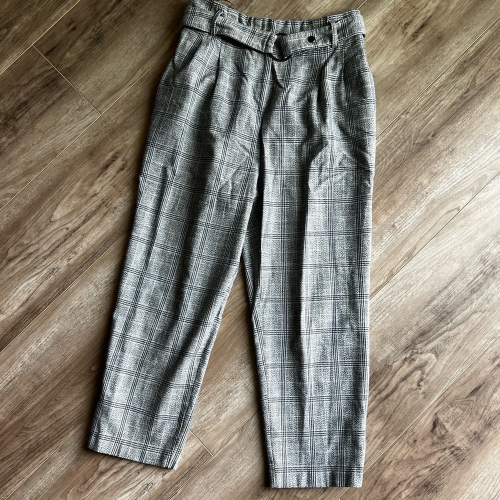 Topshop Gray Plaid Trousers
